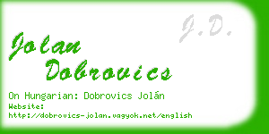 jolan dobrovics business card